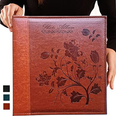Totocan Album na zdjęcia 4 x 6, 600 kieszeni, bardzo duża pojemność, ze skórzaną okładką w stylu vintage, rodzinny, dla niemowląt, album ślubny (czerwono-brązowy) Totocan Album na zdjęcia 4 x 6, 600 kieszeni, bardzo duża pojemność, ze skórzaną okładką w stylu vintage, rodzinny, dla niemowląt, album ślubny (czerwono-brązowy)