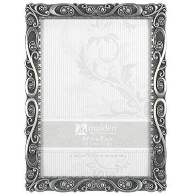Malden International Designs 5371-57 Morgan Pewter metalowa ramka na zdjęcia, 15 x 18, srebrna Malden International Designs 5371-57 Morgan Pewter metalowa ramka na zdjęcia, 15 x 18, srebrna