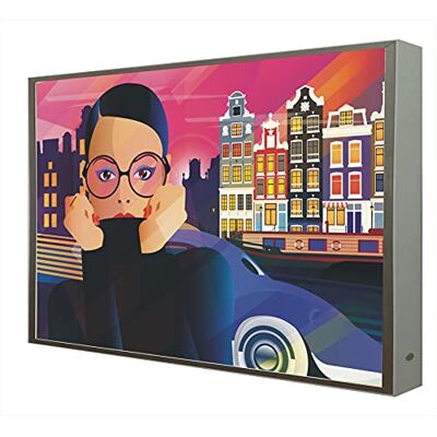 CCRETROILUMINADOS Obraz z drewnianą ramą lakierowaną na biało oświetlony światłem LED serii Pop Art Amsterdam CCRETROILUMINADOS Obraz z drewnianą ramą lakierowaną na biało oświetlony światłem LED serii Pop Art Amsterdam