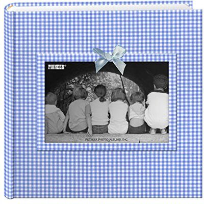 Pioneer 200-kieszeniowy pokrowiec na ramę z tkaniny w kratkę album fotograficzny na 4 na 15 cm wydruki, niebieski Pioneer 200-kieszeniowy pokrowiec na ramę z tkaniny w kratkę album fotograficzny na 4 na 15 cm wydruki, niebieski
