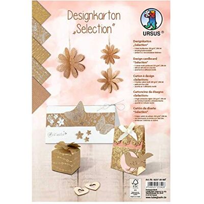 Ursus 62374699F karton do projektowania, 5 arkuszy kartonu typu kraft 250 g/m2, sortowany w 5 różnych wzorach, jednostronnie uszlachetniony folią w kolorze srebrnym, złotym i różowym, kolorowy Ursus 62374699F karton do projektowania, 5 arkuszy kartonu typu kraft 250 g/m2, sortowany w 5 różnych wzorach, jednostronnie uszlachetniony folią w kolorze srebrnym, złotym i różowym, kolorowy