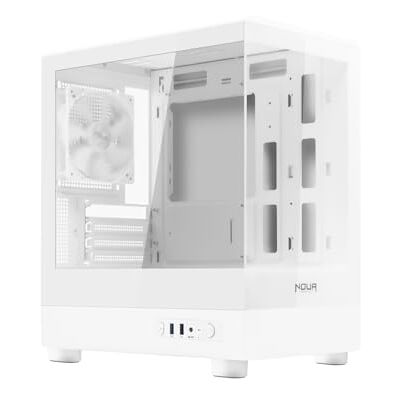 Noua Fobia LH200, obudowa PC do gier Micro-ATX, biały wentylator 120 mm, obudowa z mikro wieżą do komputera z podwójnym szkłem hartowanym, biała Noua Fobia LH200, obudowa PC do gier Micro-ATX, biały wentylator 120 mm, obudowa z mikro wieżą do komputera z podwójnym szkłem hartowanym, biała