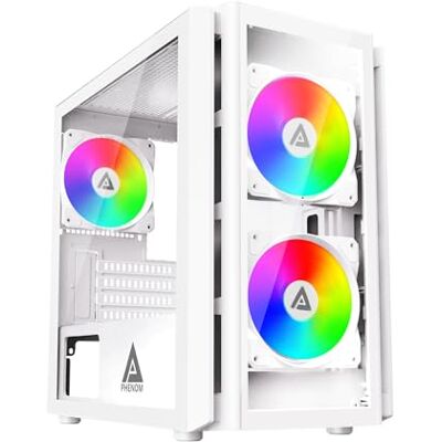 APEVIA PHENOM-WH Phenom Micro ATX etui do gier PC z 3 wentylatorami ARGB 120 mm, 366 trybów światła RGB, 2 x panele ze szkła hartowanego, otwory wentylacyjne na panelu przednim, magnetyczne filtry APEVIA PHENOM-WH Phenom Micro ATX etui do gier PC z 3 wentylatorami ARGB 120 mm, 366 trybów światła RGB, 2 x panele ze szkła hartowanego, otwory wentylacyjne na panelu przednim, magnetyczne filtry