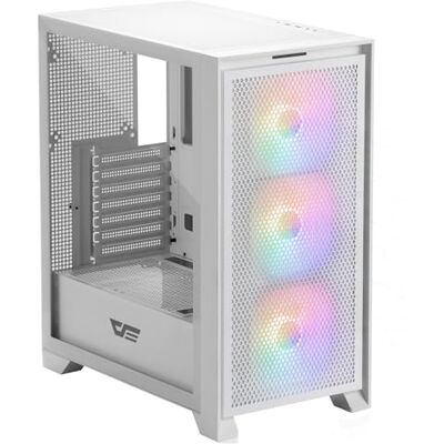 darkFlash ATX Mid-Tower Gaming PC Case, Pre-Installed 3x120mm Fix RGB Fans, with Removable Large Mesh Front Panel, USB3.0 Ready, Tempered Glass Side Panel Airflow Computer Case, White(DRX70) darkFlash ATX Mid-Tower Gaming PC Case, Pre-Installed 3x120mm Fix RGB Fans, with Removable Large Mesh Front Panel, USB3.0 Ready, Tempered Glass Side Panel Airflow Computer Case, White(DRX70)