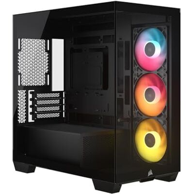 Corsair Panoramiczne etui 2800X RS ARGB Micro-ATX PC – w zestawie 3 wentylatory, modułowa personalizacja, ochrona przed opadaniem GPU, kompatybilna z płytą główną z odwrotnym połączeniem, czarna Corsair Panoramiczne etui 2800X RS ARGB Micro-ATX PC – w zestawie 3 wentylatory, modułowa personalizacja, ochrona przed opadaniem GPU, kompatybilna z płytą główną z odwrotnym połączeniem, czarna