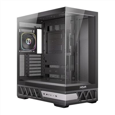 Noua Orizon MK100 obudowa PC do gier ATX Mid Tower wentylator LED PWM ARGB USB 3.0 i Type-C obsługa cieczy 360 mm szkło hartowane i siatka, kolor czarny Noua Orizon MK100 obudowa PC do gier ATX Mid Tower wentylator LED PWM ARGB USB 3.0 i Type-C obsługa cieczy 360 mm szkło hartowane i siatka, kolor czarny