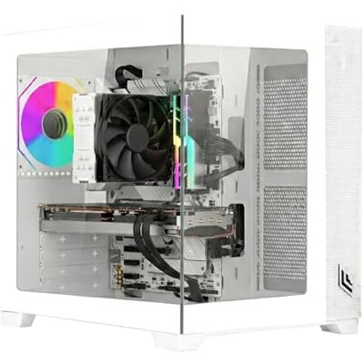 Noua Vision ZH100 Mini biały, obudowa Micro ATX PC do gier Mini wieża 0,60 mm, Adresowalny wentylator LED ARGB, konstrukcja podwójnej kamery, USB 3.0, szkło hartowane z przodu i z boku Noua Vision ZH100 Mini biały, obudowa Micro ATX PC do gier Mini wieża 0,60 mm, Adresowalny wentylator LED ARGB, konstrukcja podwójnej kamery, USB 3.0, szkło hartowane z przodu i z boku
