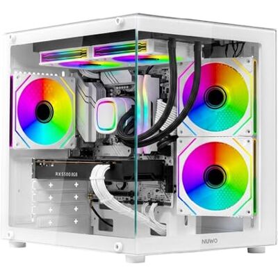 Nuwo Vitra BH100 Obudowa PC do gier Micro-ATX Micro Tower 3 wentylatory ARGB 120 mm konstrukcja podwójnej komory, przednia i boczna szkło hartowane, kolor biały Nuwo Vitra BH100 Obudowa PC do gier Micro-ATX Micro Tower 3 wentylatory ARGB 120 mm konstrukcja podwójnej komory, przednia i boczna szkło hartowane, kolor biały