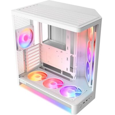 NZXT H6 RGB+ Kompaktowa Obudowa PC ATX Dwukomorowa Biały Dwukomorowa obudowa ATX z wentylatorami RGB i Control Hub Lite w zestawie. Zsynchronizowane podświetlenie od razu przez CAM. NZXT H6 RGB+ Kompaktowa Obudowa PC ATX Dwukomorowa Biały Dwukomorowa obudowa ATX z wentylatorami RGB i Control Hub Lite w zestawie. Zsynchronizowane podświetlenie od razu przez CAM.