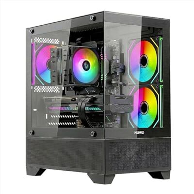 Nuwo Flow FK100 Obudowa PC do gier Micro-ATX Mini Tower 3 wentylatory ARGB 120 mm, szklany panel panoramiczny czarny Nuwo Flow FK100 Obudowa PC do gier Micro-ATX Mini Tower 3 wentylatory ARGB 120 mm, szklany panel panoramiczny czarny