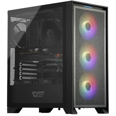 darkFlash ATX Etui na komputer PC, wstępnie zainstalowany wentylator 3 x 120 mm, obudowa na komputer do gier z siatkowym panelem przednim, panel boczny ze szkła hartowanego, obudowa środkowa z darkFlash ATX Etui na komputer PC, wstępnie zainstalowany wentylator 3 x 120 mm, obudowa na komputer do gier z siatkowym panelem przednim, panel boczny ze szkła hartowanego, obudowa środkowa z