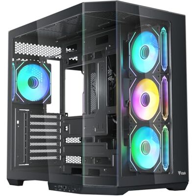 iTek Etui DARK CAVE AKU Gaming Tower ATX 4 x 12 cm ARGB Fan USB3 & Type-C ściana boczna i przednia ze szkła hartowanego iTek Etui DARK CAVE AKU Gaming Tower ATX 4 x 12 cm ARGB Fan USB3 & Type-C ściana boczna i przednia ze szkła hartowanego