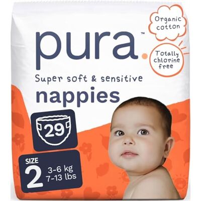 Pura Ekologiczne pieluchy dla niemowląt, rozmiar 2, 1 opakowanie (29 pieluszek), ultramiękkie pieluchy dla skóry wrażliwej, bawełna organiczna, wskaźnik wilgotności, wycięcie na pępowinę Pura Ekologiczne pieluchy dla niemowląt, rozmiar 2, 1 opakowanie (29 pieluszek), ultramiękkie pieluchy dla skóry wrażliwej, bawełna organiczna, wskaźnik wilgotności, wycięcie na pępowinę