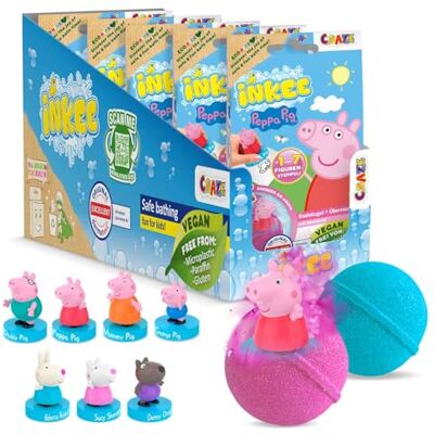 INKEE Surprise zestaw 5 kulek do kąpieli dla dzieci z niespodzianką, świnka Peppa, zabawka do wanny, o zapachu truskawkowym i efekcie pianki INKEE Surprise zestaw 5 kulek do kąpieli dla dzieci z niespodzianką, świnka Peppa, zabawka do wanny, o zapachu truskawkowym i efekcie pianki