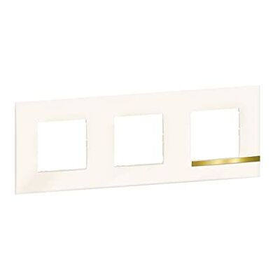 Bticino legrand BTAL9OP3 Tabliczka Alorise Kolekcja Deco 3 stanowiska Wykończenie Opal White Błyszczący z obszyciem imitacji złota-TAL9OP3 Bticino legrand BTAL9OP3 Tabliczka Alorise Kolekcja Deco 3 stanowiska Wykończenie Opal White Błyszczący z obszyciem imitacji złota-TAL9OP3