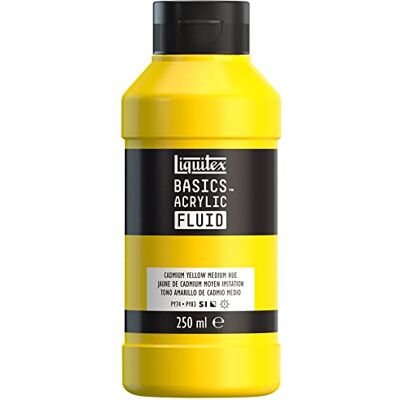 Liquitex 8870433 Basics Fluid Farba Akrylowa o Płynnej Konsystencji, Szybkoschnąca, Światłotrwała, Wodoodporna, na Bazie Wody, Butelka 250 ml Kadmowy Żółty Średni Odcień Liquitex 8870433 Basics Fluid Farba Akrylowa o Płynnej Konsystencji, Szybkoschnąca, Światłotrwała, Wodoodporna, na Bazie Wody, Butelka 250 ml Kadmowy Żółty Średni Odcień