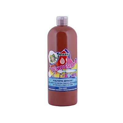 JOLLY Tempera Kids Mix farba malarska, farba płynna, butelka 1 l średniobrązowa, jasne i kryjące kolory, nierozcieńczona lub do malowania wodą, do wszystkich materiałów JOLLY Tempera Kids Mix farba malarska, farba płynna, butelka 1 l średniobrązowa, jasne i kryjące kolory, nierozcieńczona lub do malowania wodą, do wszystkich materiałów