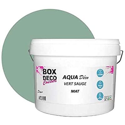 BOX DECO COULEURS Farba akrylowa o wyglądzie matowej Aqua Deco 10L / 100m² Szałwia zielony BOX DECO COULEURS Farba akrylowa o wyglądzie matowej Aqua Deco 10L / 100m² Szałwia zielony