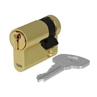 Yale 500 Plus wkładka bębenkowa euro połówkowa 30 mm mosiądz polerowany Idealna do drzwi wewnętrznych i bram Yale 500 Plus wkładka bębenkowa euro połówkowa 30 mm mosiądz polerowany Idealna do drzwi wewnętrznych i bram