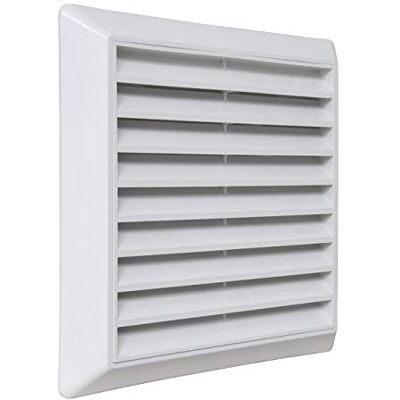 La Ventilazione C19157RB kratka wentylacyjna z ABS, biała, ze stałymi klapami i siatką przeciw owadom, wymiary: 185 x 185 mm La Ventilazione C19157RB kratka wentylacyjna z ABS, biała, ze stałymi klapami i siatką przeciw owadom, wymiary: 185 x 185 mm