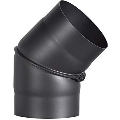 FIREFIX O110/5 R150/B45 łuk rury piecowej ze stali o grubości 2 mm (rura dymowa) o średnicy 150 mm, do pieców kominkowych i palenisk, Senotherm, czarny, regulacja 0-45 stopni, bez drzwi do czyszczenia FIREFIX O110/5 R150/B45 łuk rury piecowej ze stali o grubości 2 mm (rura dymowa) o średnicy 150 mm, do pieców kominkowych i palenisk, Senotherm, czarny, regulacja 0-45 stopni, bez drzwi do czyszczenia