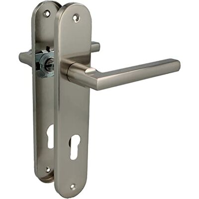 Amig Zestaw klamek ze stalową płytą drzwiową Mod. MAI PB85 240 x 45 mm 8 mm kwadrat Stylowa i prosta konstrukcja Z dyszą Szczotkowany nikiel aluminium Amig Zestaw klamek ze stalową płytą drzwiową Mod. MAI PB85 240 x 45 mm 8 mm kwadrat Stylowa i prosta konstrukcja Z dyszą Szczotkowany nikiel aluminium