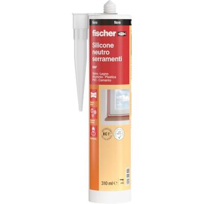 Fischer SNF Czarny silikonowy uszczelniacz do drewna, podłogi i okna, neutralny niski moduł, elastyczny, do drzwi, drzwi, okien, bezwonny, na zewnątrz/wewnątrz, 9392 Fischer SNF Czarny silikonowy uszczelniacz do drewna, podłogi i okna, neutralny niski moduł, elastyczny, do drzwi, drzwi, okien, bezwonny, na zewnątrz/wewnątrz, 9392
