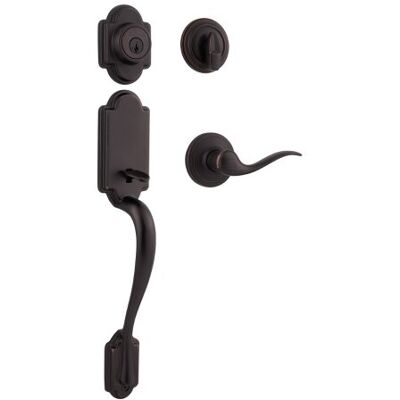 Kwikset Arlington zestaw klamek z pojedynczym cylindrem z dźwignią Tustin z zabezpieczeniem SmartKey, wenecki brąz Kwikset Arlington zestaw klamek z pojedynczym cylindrem z dźwignią Tustin z zabezpieczeniem SmartKey, wenecki brąz