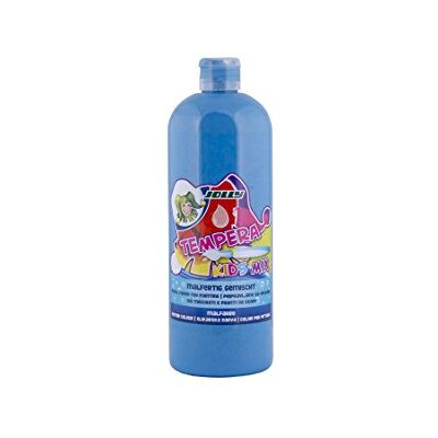 JOLLY Tempera Kids Mix farba malarska, farba płynna, butelka 1 l, błękitna, jasne i kryjące kolory, nierozcieńczona lub do malowania wodą, do wszystkich materiałów JOLLY Tempera Kids Mix farba malarska, farba płynna, butelka 1 l, błękitna, jasne i kryjące kolory, nierozcieńczona lub do malowania wodą, do wszystkich materiałów