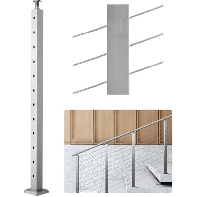 VEVOR Balustrady balkonowe 1067 x 100 x 100 mm do ogrodu balkonowego pokładu, słupki do stopni 30°, zestaw słupków balustrady tarasowej, srebrny, 1JZLGZXYS1062TLWC001V0 VEVOR Balustrady balkonowe 1067 x 100 x 100 mm do ogrodu balkonowego pokładu, słupki do stopni 30°, zestaw słupków balustrady tarasowej, srebrny, 1JZLGZXYS1062TLWC001V0