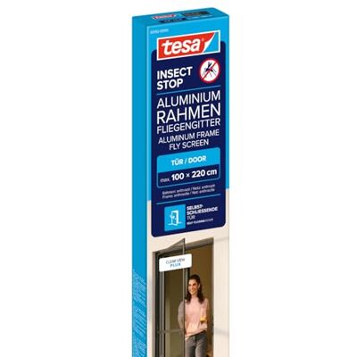 tesa INSECT STOP Aluminium For Doors Frame Fly Screen siatka z ramą aluminiową, czysty widok, antracyt 100 x 220 cm tesa INSECT STOP Aluminium For Doors Frame Fly Screen siatka z ramą aluminiową, czysty widok, antracyt 100 x 220 cm