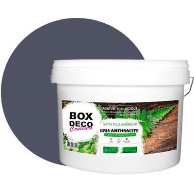 BOX DECO COULEURS Natura naturalna naturalna farba ścienna o wyglądzie satyny wewnątrz 10L / 130m², szary antracytowy BOX DECO COULEURS Natura naturalna naturalna farba ścienna o wyglądzie satyny wewnątrz 10L / 130m², szary antracytowy