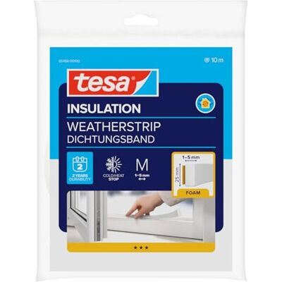 tesa INSULATION taśma uszczelniająca pianka uszczelniająca do izolacji szczelin w domu, samoprzylepna biała 10 m x 25 mm x 5,5 mm tesa INSULATION taśma uszczelniająca pianka uszczelniająca do izolacji szczelin w domu, samoprzylepna biała 10 m x 25 mm x 5,5 mm