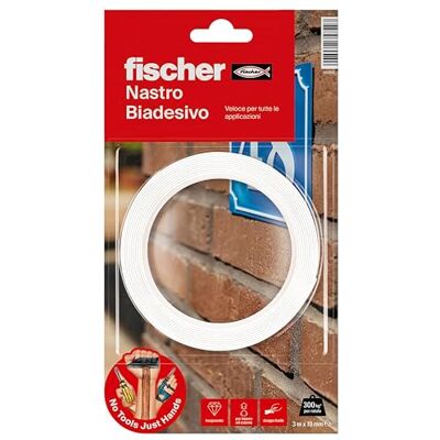 Fischer Dwustronna taśma klejąca NTJH, przezroczysta, do 300 kg na rolkę, wodoodporna, do zastosowań wewnątrz i na zewnątrz, idealna do mocowania luster, ram, plandek itp. 552162 Fischer Dwustronna taśma klejąca NTJH, przezroczysta, do 300 kg na rolkę, wodoodporna, do zastosowań wewnątrz i na zewnątrz, idealna do mocowania luster, ram, plandek itp. 552162