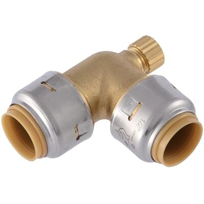 SharkBite Maks. 1/2 cala kolanko 90 stopni z odpowietrznikiem, mosiężna armatura hydrauliczna, rura PEX, miedź, CPVC, PE-RT, HDPE, UR5248A SharkBite Maks. 1/2 cala kolanko 90 stopni z odpowietrznikiem, mosiężna armatura hydrauliczna, rura PEX, miedź, CPVC, PE-RT, HDPE, UR5248A