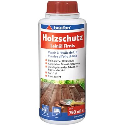 Baufan Ochrona drewna lakier lniany 2.0 750 ml – lakier z naturalnego oleju lnianego do biologicznej pielęgnacji drewna, olej do drewna na zewnątrz i wewnątrz do mebli, blatów roboczych i ogrodzeń Baufan Ochrona drewna lakier lniany 2.0 750 ml – lakier z naturalnego oleju lnianego do biologicznej pielęgnacji drewna, olej do drewna na zewnątrz i wewnątrz do mebli, blatów roboczych i ogrodzeń
