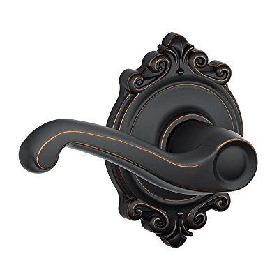 SCHLAGE Klamka do drzwi Flair do sypialni/łazienki z funkcją prywatności i zamkiem, postarzany brąz SCHLAGE Klamka do drzwi Flair do sypialni/łazienki z funkcją prywatności i zamkiem, postarzany brąz