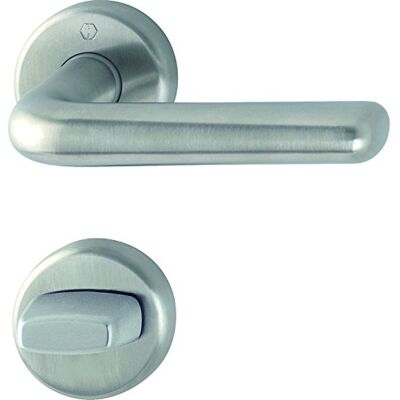 HOPPE 3075227 zestaw klamek Helsingborg z rozetami WC, stal szlachetna matowa HOPPE 3075227 zestaw klamek Helsingborg z rozetami WC, stal szlachetna matowa