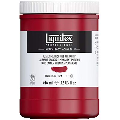 Liquitex 8870253 Professional Heavy Body farba akrylowa o artystycznej jakości o optymalnej odporności na światło o maslanej konsystencji, garnek 946 ml Alizarine Cramoisie Liquitex 8870253 Professional Heavy Body farba akrylowa o artystycznej jakości o optymalnej odporności na światło o maslanej konsystencji, garnek 946 ml Alizarine Cramoisie