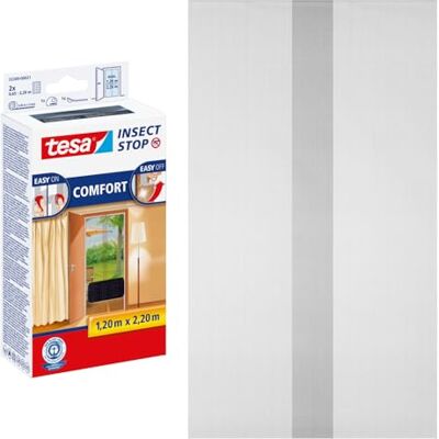 tesa INSECT STOP H&L Fly Screen Premium for Doors siatka z taśmą rzepową, łatwe zdejmowanie, przycinana na wymiar (2 x 65 cm) 120 x 220 cm antracyt (transparentna) 2-częściowa ochrona przed owadami na drzwi (2 x 65 cm) – bez wiercenia, mocna taśma na rz tesa INSECT STOP H&L Fly Screen Premium for Doors siatka z taśmą rzepową, łatwe zdejmowanie, przycinana na wymiar (2 x 65 cm) 120 x 220 cm antracyt (transparentna) 2-częściowa ochrona przed owadami na drzwi (2 x 65 cm) – bez wiercenia, mocna taśma na rz