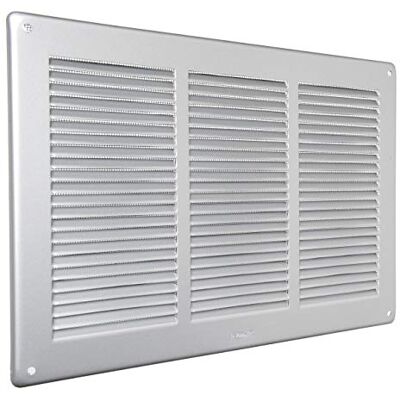 La Ventilazione Narożna kratka wentylacyjna GAL3424R z lakierowanego aluminium, w kolorze srebrnym, do wyjmowania z siatką chroniącą przed owadami, wymiary: 340 x 240 mm La Ventilazione Narożna kratka wentylacyjna GAL3424R z lakierowanego aluminium, w kolorze srebrnym, do wyjmowania z siatką chroniącą przed owadami, wymiary: 340 x 240 mm