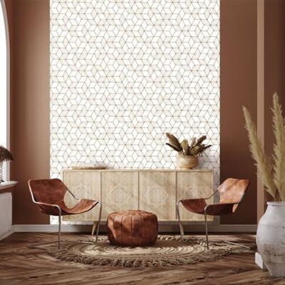 Ambiance Sticker Tapeta z włókniny wstępnie wklejona tapeta skandynawski geometryczny wzór dekoracyjny 1 rolka H300 x Dł. 60 cm Ambiance Sticker Tapeta z włókniny wstępnie wklejona tapeta skandynawski geometryczny wzór dekoracyjny 1 rolka H300 x Dł. 60 cm