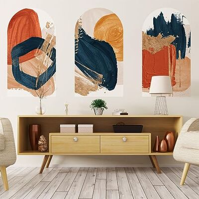 Ambiance Sticker Tapeta z włókniny wstępnie przyklejona gigantyczne freski Abstrakcyjne łuki czerwone i niebieskie klej dekoracyjny 60x90cm Ambiance Sticker Tapeta z włókniny wstępnie przyklejona gigantyczne freski Abstrakcyjne łuki czerwone i niebieskie klej dekoracyjny 60x90cm