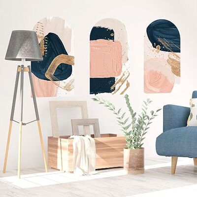 Ambiance Sticker Tapeta z włókniny wstępnie przyklejona gigantyczne freski Różowe I niebieskie łuki abstrakcyjne klej dekoracyjny 90x135cm Ambiance Sticker Tapeta z włókniny wstępnie przyklejona gigantyczne freski Różowe I niebieskie łuki abstrakcyjne klej dekoracyjny 90x135cm