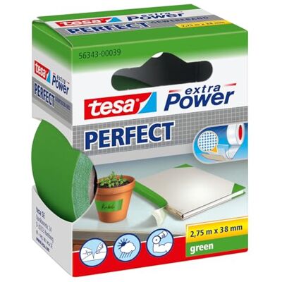 tesa extra Power Perfect tkaninowa taśma klejąca do majsterkowania – samoprzylepna taśma wzmacniana tkaniną – szeroka gama zastosowań – 2,75 m x 38 mm, zielony Taśma klejąca wzmocniona tkaniną do majsterkowania, napraw, mocowania, wzmacniania i pisania tesa extra Power Perfect tkaninowa taśma klejąca do majsterkowania – samoprzylepna taśma wzmacniana tkaniną – szeroka gama zastosowań – 2,75 m x 38 mm, zielony Taśma klejąca wzmocniona tkaniną do majsterkowania, napraw, mocowania, wzmacniania i pisania