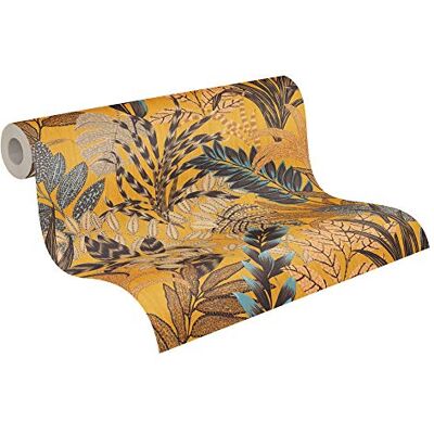 A.S. Création tapeta na fizelinie tapeta-floralna w żółto-brązowo-niebieskim wzorze tapeta ścienne o wymiarach 10,05 m x 0,53 m A.S. Création tapeta na fizelinie tapeta-floralna w żółto-brązowo-niebieskim wzorze tapeta ścienne o wymiarach 10,05 m x 0,53 m