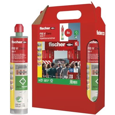 Fischer Zaprawa wtryskowa FIS V Zero 300 T w poręcznym sześciopaku, przyjazna dla środowiska, odporna na warunki atmosferyczne zaprawa montażowa do bezpiecznego mocowania w betonie i murze, 6 wkładów Fischer Zaprawa wtryskowa FIS V Zero 300 T w poręcznym sześciopaku, przyjazna dla środowiska, odporna na warunki atmosferyczne zaprawa montażowa do bezpiecznego mocowania w betonie i murze, 6 wkładów