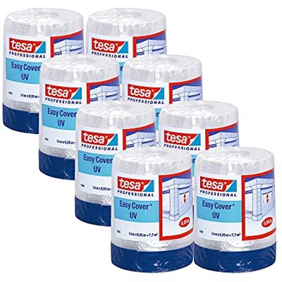 tesa Easy Cover 4369 UV 8-pak folia malarska z taśmą z tkaniny do naklejania i przykrywania na zewnątrz 2 w 1 taśma klejąca z folią niebieska, matowa każda 14 m x 0,55 m tesa Easy Cover 4369 UV 8-pak folia malarska z taśmą z tkaniny do naklejania i przykrywania na zewnątrz 2 w 1 taśma klejąca z folią niebieska, matowa każda 14 m x 0,55 m