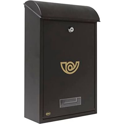 Amig 10429 Zewnętrzna skrzynka na listy model 2, ze stali, kolor czarny, wymiary 40 x 25 x 10 cm, format papieru DIN-A4 Amig 10429 Zewnętrzna skrzynka na listy model 2, ze stali, kolor czarny, wymiary 40 x 25 x 10 cm, format papieru DIN-A4