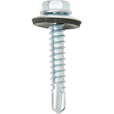 Merriway BH04079 samodzielnie wiertarka sześciokątna hartowana śruba dachowa z klejoną podkładką gumową, 5,5 x 32 mm (#9 x 1,1/4 cala) BZP opakowanie 100 sztuk Merriway BH04079 samodzielnie wiertarka sześciokątna hartowana śruba dachowa z klejoną podkładką gumową, 5,5 x 32 mm (#9 x 1,1/4 cala) BZP opakowanie 100 sztuk